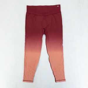 PINK Leggings Womens XL Maroon Ombre‎ Seamless Laser Cut Active Athletic Gym New